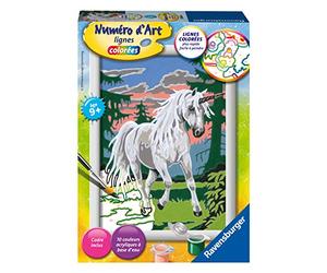 Ravensburger - Numéro d’Art Petit Format - Licorne en forêt - Loisir créatif - Kit de Peinture par numéros - Activité détente et créative - Dès 9 Ans - 29664 - Version française