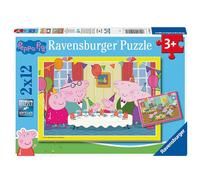 Ravensburger Peppa Pig 2x 24 Pièces Puzzle En Bois - C'est L'heure De La Fête