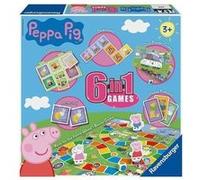 Ravensburger Peppa Pig - Jeu 6 en 1 pour enfants et familles à partir de 3 ans - Bingo, dominos, serpents et échelles, jeux d'échecs, cartes à jouer et jeu de mémoire