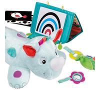 Ravensburger Play+ - Coussin d'Activités 3 en 1 Rhinocéros - Jeux d'Éveil Bébé 0-6 Mois - Jouet d'Éveil et Peluche d'Activité Dès la Naissance - 34010