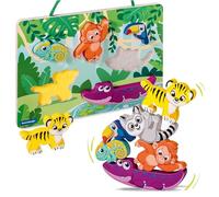 Ravensburger Play+ - Puzzle Bois Magnétique Jungle Sensoriel - Jeu Magnétique Enfant Dès 1 an - Motricité Fine - 34017