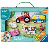 Ravensburger Play + - Puzzle en Bois aimanté : A la Ferme - Jouet bébé dès 1 an - Version française - 34129