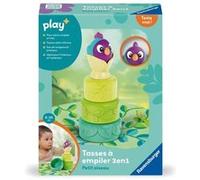 Ravensburger Play - Tasses à Empiler Bébé 3 en 1 Petit Oiseau - Jouet Empilable Bébé Silicone - Gobelet à Empiler avec Hochet - Éveil Motricité Dès 6 Mois - 34007