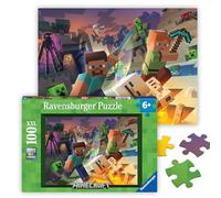 Ravensburger - Puzzle 100 pièces XXL - Monstres de Minecraft | Fille ou garçon dès 6 ans - Puzzle de qualité supérieure - Carton épais et résistant - Pièces XXL