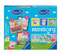 Ravensburger Peppa Pig Pack multiple de 3 puzzles et jeu de mémoire classique, jeu amusant et éducatif pour enfants à partir de 4 ans, avec Peppa, George et Baby Evie