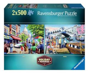 Ravensburger Puzzle 12001272 - Souvenirs de vacances - Souvenirs de vacances - 2 puzzles pour adultes - Lot de 2 puzzles de 500 pièces