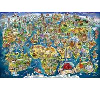 Ravensburger Puzzle 12001738 - Carte du Monde avec Monuments - Puzzle de 5000 pièces, Carte du Monde illustrée en détail, avec Poster et informations sur Les Monuments