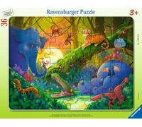 Ravensburger Puzzle 12004251 pour Enfants - Coucher de Soleil dans la Jungle - Puzzle de 36 pièces avec Cadre avec Animaux, pour Enfants à partir de 4 Ans