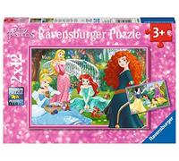 Ravensburger - Puzzle 2x12 pièces - Dans le monde des princesses Disney | Fille ou garçon dès 3 ans - Puzzle de qualité supérieure - Carton épais et résistant - Lot de 2 puzzles - 2 posters inclus