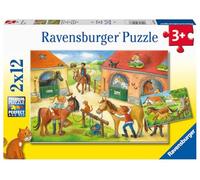 Ravensburger - Puzzle 2x12 pièces - Vacances au Centre équestre | Fille ou garçon dès 3 ans - Puzzle de qualité supérieure - Carton épais et résistant - Lot de 2 puzzles - 2 posters inclus