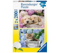 Ravensburger - Puzzle 2x200 pièces XXL - Chiens et Chaton | Fille ou garçon dès 8 ans - Puzzle de qualité supérieure - Carton épais et résistant - Pièces XXL