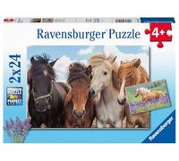 Ravensburger - Puzzle 2x24 pièces - l'amour des Chevaux | Fille ou garçon dès 4 ans - Puzzle de qualité supérieure - Carton épais et résistant - Lot de 2 puzzles - 2 posters inclus