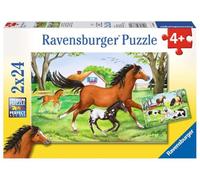 Ravensburger - Puzzle 2x24 pièces - Monde de chevaux | Fille ou garçon dès 4 ans - Puzzle de qualité supérieure - Carton épais et résistant - Lot de 2 puzzles - 2 posters inclus