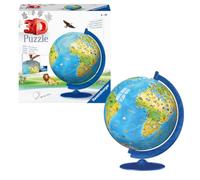 Ravensburger - Puzzle 3D Ball éducatif - Globe terrestre - A partir de 6 Ans - 180 pièces numérotées à Assembler sans Colle - Support Rotatif Inclus - 12339