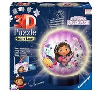 Ravensburger - Puzzle 3D Ball illuminé - Gabby's Dollhouse - A partir de 6 Ans - 72 pièces numérotées à Assembler sans Colle - Socle Lumineux Inclus - 11575