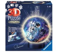 Ravensburger - Puzzle 3D Ball illuminé - Les astronautes - A partir de 6 Ans - 72 pièces numérotées à Assembler sans Colle - Socle Lumineux Inclus - 11264