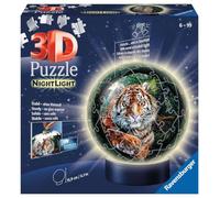 Ravensburger - Puzzle 3D Ball illuminé - Les Grands félins - A partir de 6 Ans - 72 pièces numérotées à Assembler sans Colle - Socle Lumineux Inclus - 11248