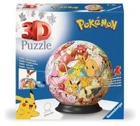 Ravensburger - Puzzle 3D Ball - Pokémon - A partir de 6 Ans - 72 pièces numérotées à Assembler sans Colle - Support Inclus - Diamètre : 13 cm - 11595