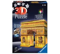 Ravensburger - Puzzle 3D Building - Arc de Triomphe illuminé - A partir de 8 ans - 216 pièces numérotées à assembler sans colle - Accessoires de finition inclus - 12522