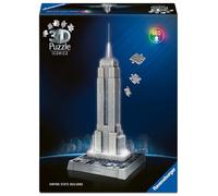 Ravensburger - Puzzle 3D Building - Empire State Building illuminé - A partir de 10 Ans - 216 pièces numérotées à Assembler sans Colle - Accessoires de Finition Inclus - 12008026