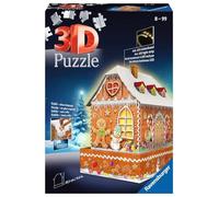 Ravensburger - Puzzle 3D Building - Maison de Noël en Pain d'épices illuminée - A partir de 8 Ans - 216 pièces numérotées à Assembler sans Colle - Accessoires de Finition Inclus - 11237