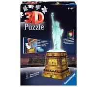 Ravensburger - Puzzle 3D Building - Statue de la Liberté illuminée - A partir de 8 ans - 108 pièces numérotées à assembler sans colle - Accessoires de finition inclus - 12596