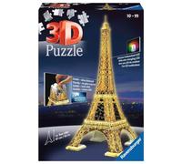 Ravensburger - Puzzle 3D Building - Tour Eiffel illuminée - A partir de 10 Ans - 216 pièces numérotées à Assembler sans Colle - Accessoires de Finition Inclus - 12579
