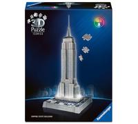 Ravensburger - Puzzle 3D Building - Empire State Building illuminé - A partir de 10 Ans - 216 pièces numérotées à Assembler sans Colle - Accessoires de Finition Inclus - 12008026