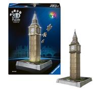 Ravensburger Puzzle 3D Iconics : 12008025 Big Ben - avec lumière - Le célèbre Monument de Londres sous Forme de modèle détaillé et illuminé