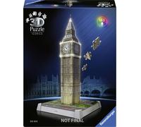Ravensburger Puzzle 3D Iconics : 12008025 Big Ben - avec lumière - Le célèbre Monument de Londres sous Forme de modèle détaillé et illuminé