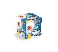 Ravensburger - Puzzle 3D Pokemon Pokeball Bola Red, Pokebola verde, puzzles niños 6 años, construcción, 54 piezas numeradas, Fácil montaje, Incluye un soporte para decorar