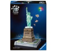 Ravensburger - Puzzle 3D Statue de la Liberté Lumineuse - Monument à Construire sans Colle - 108 Pièces - Socle LED Multicolore - Dès 10 Ans - Lampe Déco - 12008027
