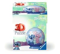 Ravensburger Puzzle 3D Stitch & Angel – Sphère 54 pièces numérotées, sans colle, support inclus