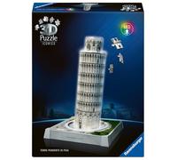 Ravensburger - Puzzle 3D Tour de Pise Lumineuse - Monument à Construire sans Colle - 216 Pièces - Socle LED Multicolore - Dès 10 Ans - Lampe Déco - 12008028