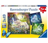 Ravensburger – Puzzle enfant Belles Licornes – Lot 3 × 49 pièces, 3 posters inclus, dès 5 ans