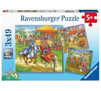 Ravensburger - Puzzle 3x49 pièces - Chevaliers du Moyen-Age | Fille ou garçon dès 5 ans - Puzzle de qualité supérieure - Carton épais et résistant - Lot de 3 puzzles - 3 posters inclus