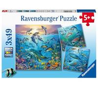 Ravensburger - Puzzle 3x49 pièces - Le Monde Animal de l'océan | Fille ou garçon dès 5 ans - Puzzle de qualité supérieure - Carton épais et résistant - Lot de 3 puzzles - 3 posters inclus