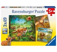 Ravensburger - Puzzle 3x49 pièces - Les Animaux du Monde | Fille ou garçon dès 5 ans - Puzzle de qualité supérieure - Carton épais et résistant - Lot de 3 puzzles - 3 posters inclus