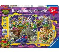 Ravensburger Puzzle enfant – Les Tortues Ninja en Action – Lot 3×49 pièces, 3 posters, dès 5 ans