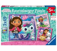 Ravensburger – Lot 3 puzzles enfant 49 pcs Gabby's Dollhouse L'heure de jouer – 3 posters – dès 5 ans