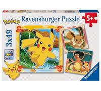 Ravensburger - Puzzle enfant - Lot 3x49 pièces Pikachu, Dracaufeu et Evoli - 3 posters - Dès 5 ans