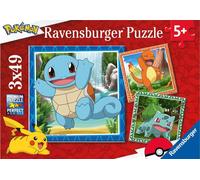 Ravensburger - Puzzle Enfant - Lot de 3 Puzzles 49 pièces - Salamèche, Bulbizarre et Carapuce/Pokémon - Fille ou garçon dès 5 Ans - Puzzle de qualité supérieure - 3 Posters Inclus - Pokémon - 05586