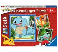 Ravensburger - Puzzle 3x49 pièces - Salamèche Bulbizarre et Carapuce | Fille ou garçon dès 5 ans - Puzzle de qualité supérieure - Carton épais et résistant - Lot de 3 puzzles - 3 posters inclus