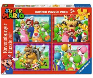 Ravensburger - Puzzle 4x100 pièces - C'est l'heure de Super Mario ! | Fille ou garçon dès 5 ans - Puzzle de qualité supérieure - Carton épais et résistant - Lot de 4 puzzles