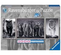 Ravensburger - Puzzle Adulte - Puzzle Triptyque1000 p - Panthère, éléphant, Lion - 16729