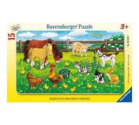 Ravensburger Puzzle Cadre 06046 – Animaux de la ferme au pré – 15 pièces