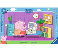 Ravensburger – Puzzle cadre 15 pièces Devant l'ordinateur Peppa Pig Dès 3 ans 06123