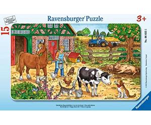 Ravensburger - Puzzle Cadre 15 pièces - La Vie à la Ferme | Fille ou garçon dès 3 ans - Puzzle de qualité supérieure - Carton épais et résistant