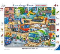 Ravensburger - Puzzle Cadre 24 pièces - sur Le Chantier | Fille ou garçon dès 4 ans - Puzzle de qualité supérieure - Carton épais et résistant - Cherche et trouve