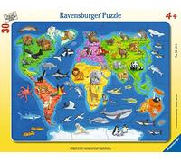 Ravensburger - Puzzle Cadre 30 pièces - Les Animaux dans Le Monde | Fille ou garçon dès 4 ans - Puzzle de qualité supérieure - Carton épais et résistant